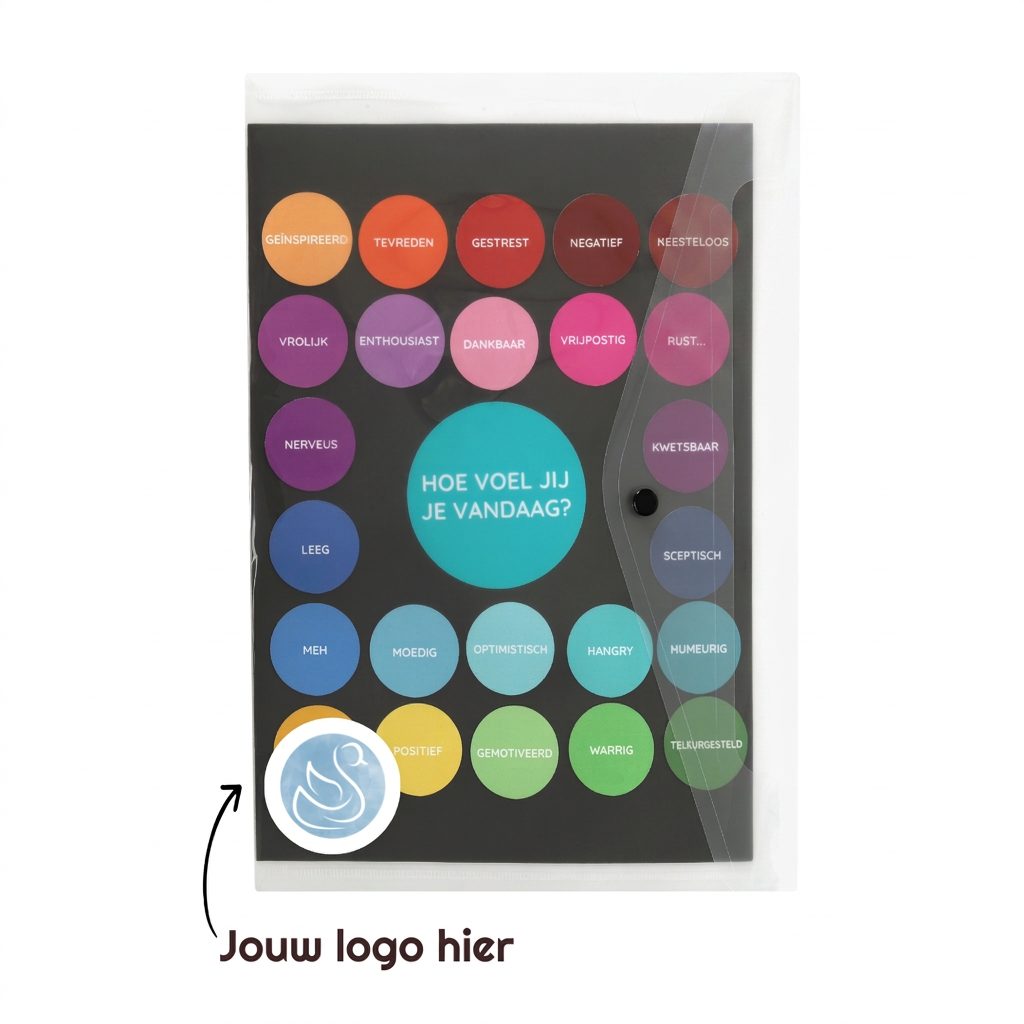 Mood Wall teamgeschenk met eigen logo op het mapje